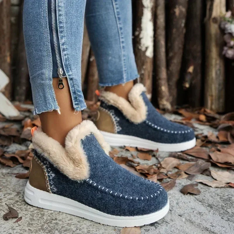 Hot Sale Women Shoes Sleeve Women's Boots Winter Round Toe Plush Fleece for Warmth Short Barrel Flat Large Size Snow Boots Secondary image