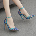 Hot  Colorful Rivet Transparent PVC Buckle Strap Party High Heel