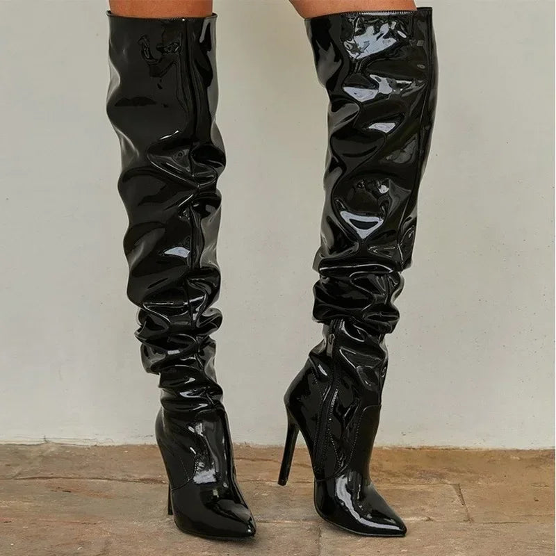 Modern Hot  Autumn Winter Patent Leather Over-the-knee Slim High Heel Main image