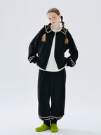 Original Autumn Winter Long Lapel Striped Black Single Coat