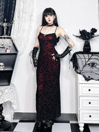 Floral Flocking Sleeveless Lolita Fairy Vintage Witchy Camisole Grunge Harajuku Dress