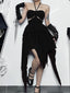 Halter Neck  Sleeveless Ruched Bodycon Asymmetrical A-Line Hem Party Cocktail Mini Dress