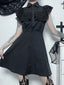 Mall Harajuku E-Girl Mesh Patchwork Black Slim A-Line  Party Grunge Aesthetic Streetwear Dress