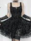 Gothic Vintage Lace Patchwork Sleeveless Draped Spaghetti Strap Bodycon Cami Dress