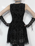 Gothic Vintage Lace Patchwork Sleeveless Draped Spaghetti Strap Bodycon Cami Dress