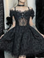 Mini Party Aesthetic One Shoulder Strap  Lace Cutouts Elegant A-Line High Waist Prom Y2K Grunge Clubwear Dress