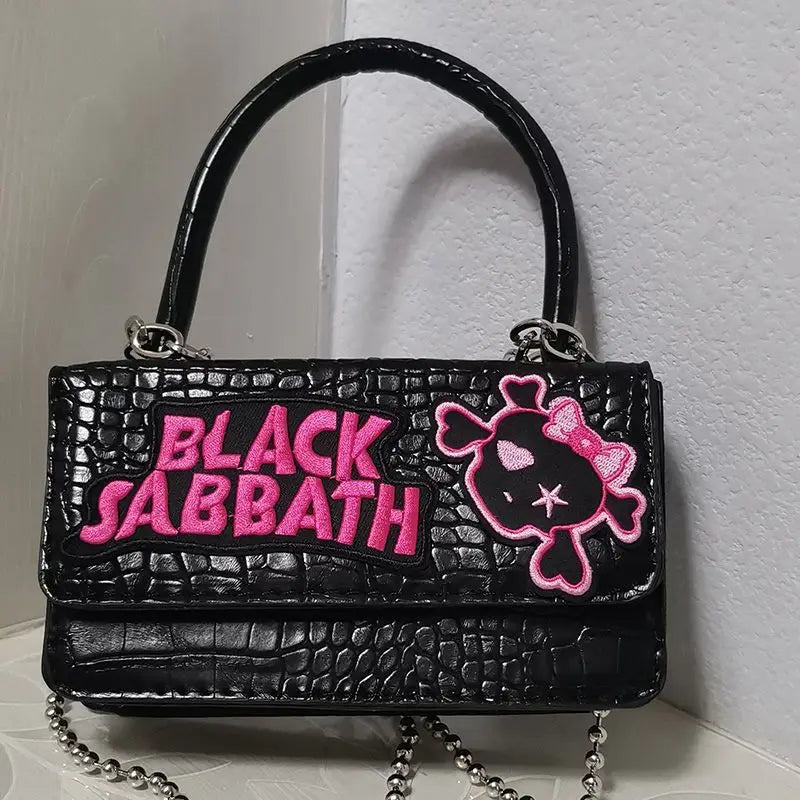 Harajuku Y2k Gothic Punk Chain Handle Casual Crossbody Vintage Black Bag Main image