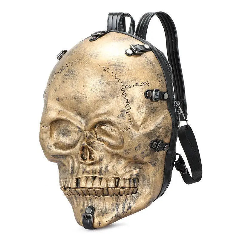 3D Skull Ghost Gothic Vintage Rivets Punk Travel Backpack Bag