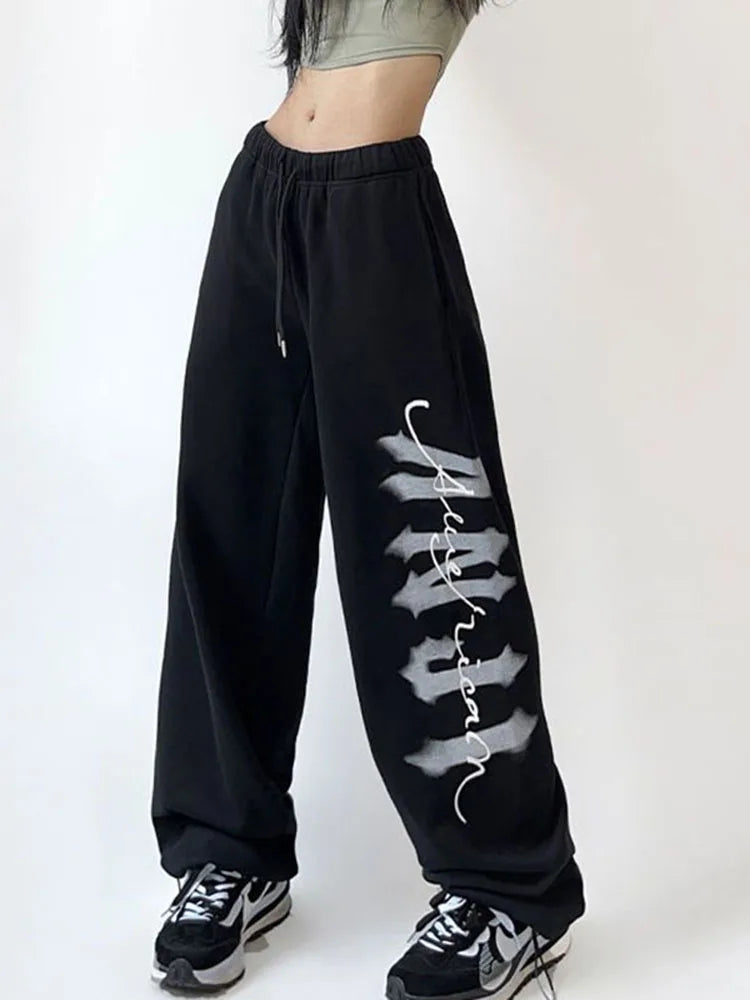 Hip Hop Streetwear Joggers Trendy Y2K Letter Print Sweatpants