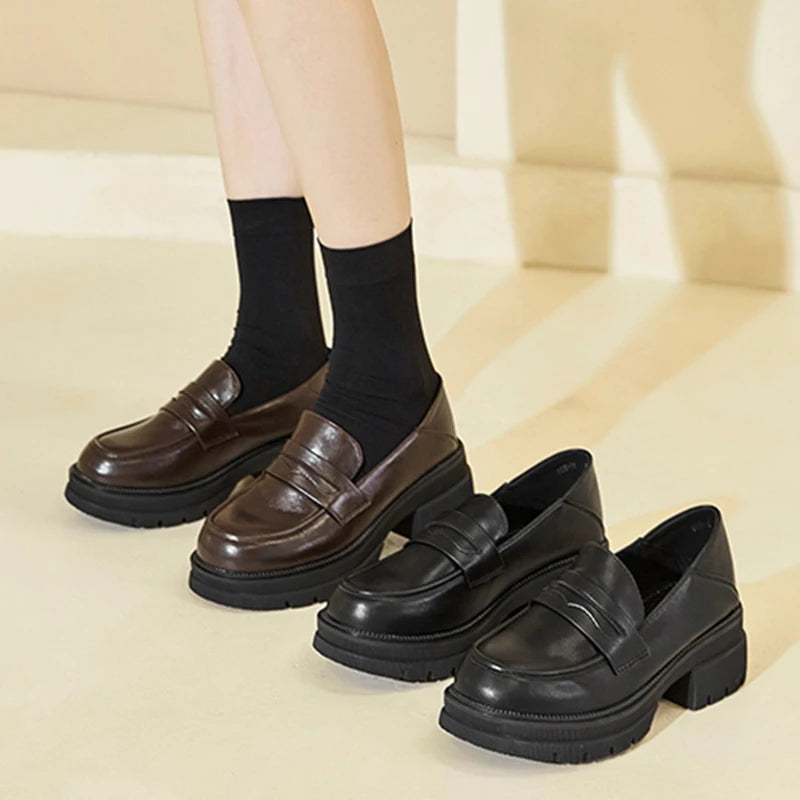 Lolita JK Japan Style Mid Heels PU Leather Women Students Loafers Main image