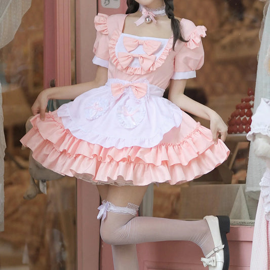 Elegant Cute Kawaii Lolita Maid Uniform Set Japanese Harajuku Y2k Cosplay Women's Dress