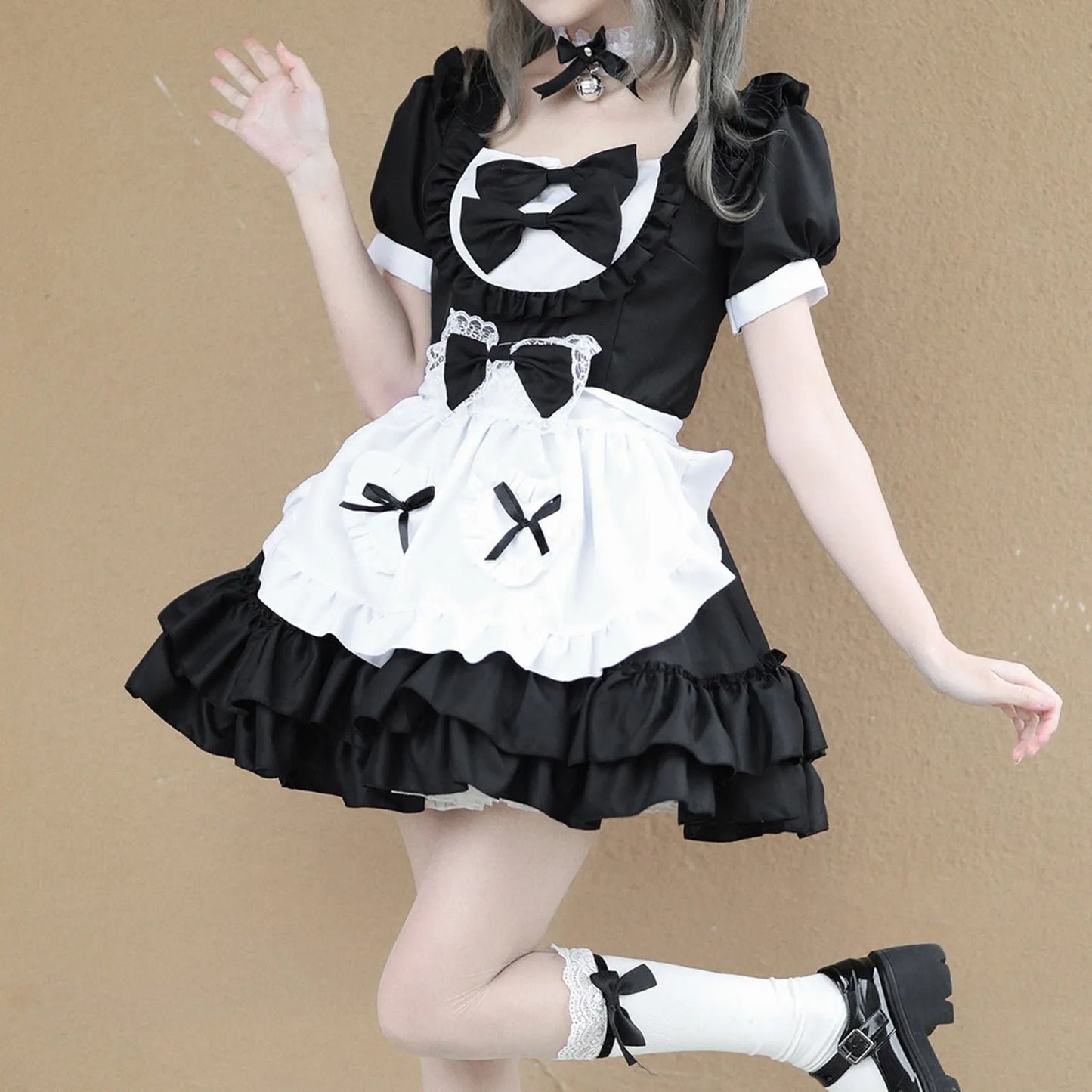 Elegant Cute Kawaii Lolita Maid Uniform Set Japanese Harajuku Y2k Cosplay Women's Dress
