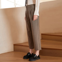 Luxury Brand Clothing Business Wool Houndstooth Formal Long Woolen Office Pants