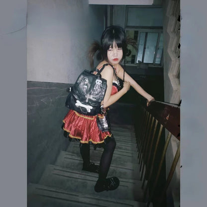 Korean Y2K Aesthetic Sweet Cool Girls Vintage Cross Skull Punk Bag