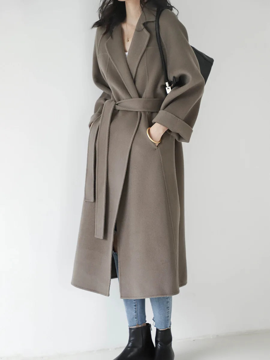 Double Sided Cashmere Medium Knee Loose Fashion Autumn Winter 2024 Coat