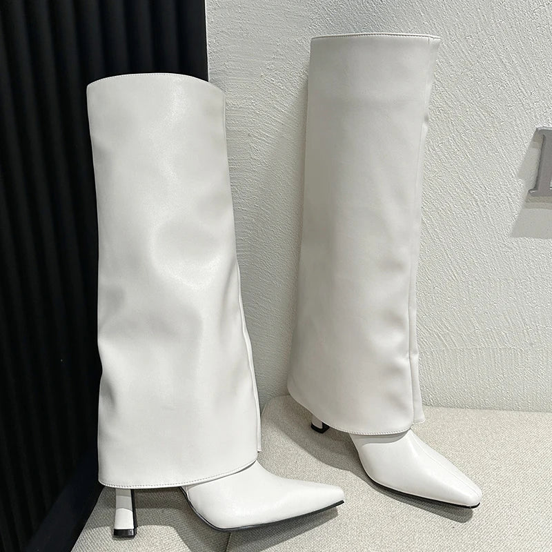 Trendy Elegant Stylish Comfortable Fashionable Chic Pointed Toe Knee High Boots Secondary image