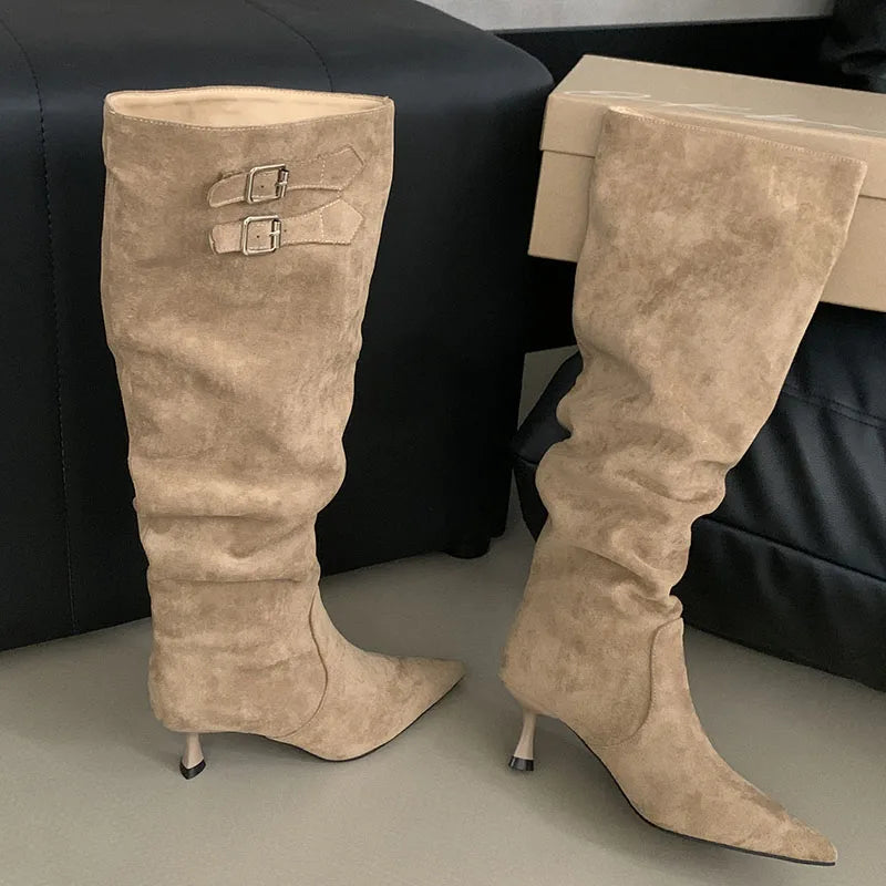 Trendy Elegant Stylish Comfortable Fashionable Chic Pointed Toe Knee High Boots Secondary image