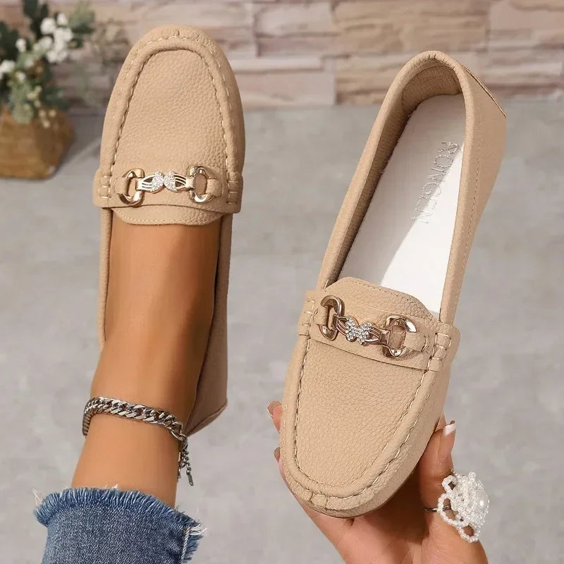 Solid Soft Sole Comfortable Slip On Casual Autumn Round Toe Flats Loafers