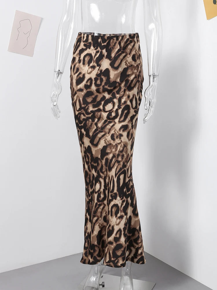 Leopard Print Sexy High Waist Slim Midi Fashion Beach Holiday Skirt