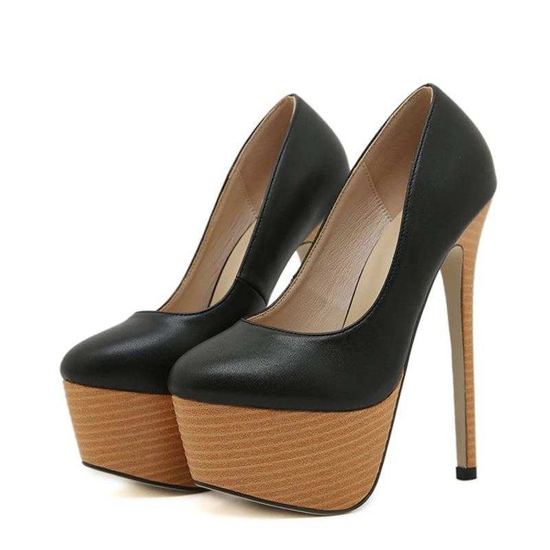 2024 New Arrival Woodiness Platform  Slingback Super High High Heel