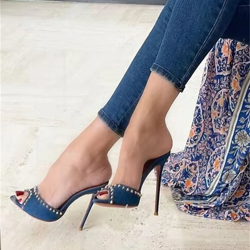 Trendy  Summer Fashion Metal Rivet Designer High Heel Mules High Heel Main image