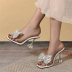 Trendy  Big Size Clear High Heel Modern Slippers  Transparent High Heel