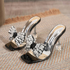 Trendy  Big Size Clear High Heel Modern Slippers  Transparent High Heel