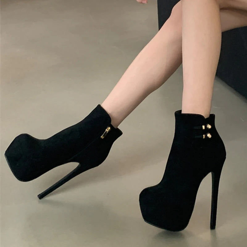 Trendy  Fashion  Elasticity Buckle Strap Platform Boots High Heel Main image