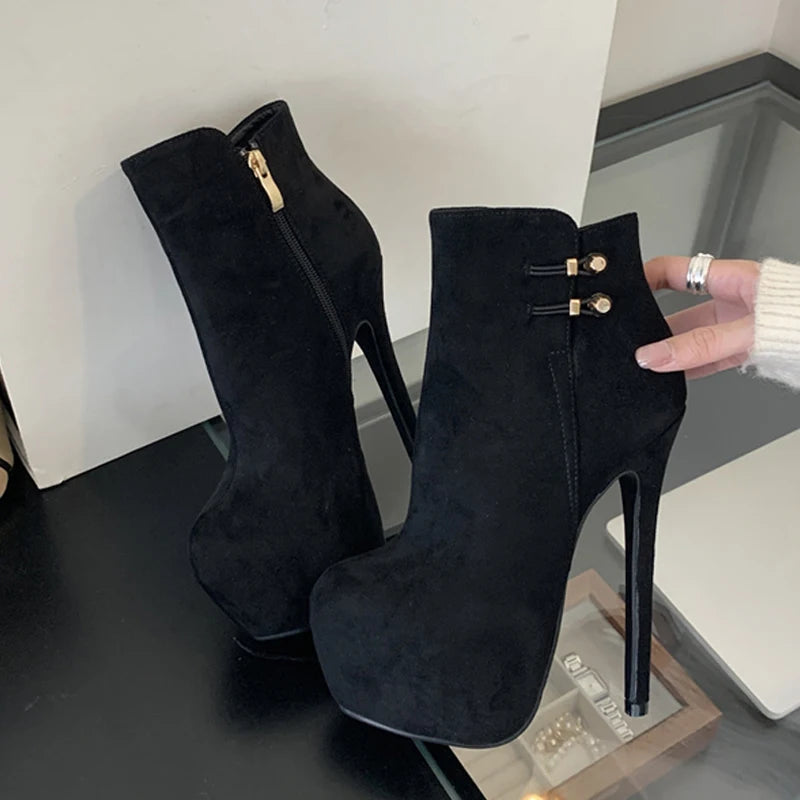 Trendy  Fashion  Elasticity Buckle Strap Platform Boots High Heel Secondary image