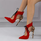 Cross-Tied Pumps  Pointed Toe Wedding Stripper High Heel High Heel