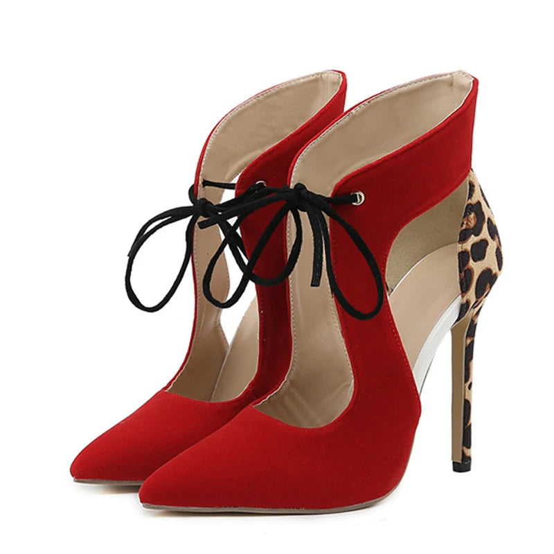 Cross-Tied Pumps  Pointed Toe Wedding Stripper High Heel High Heel