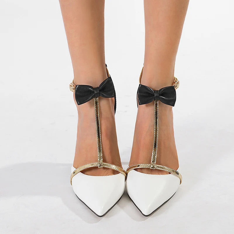 Fashion Design Bowknot Ankle Strap  Pointed Toe High Heel