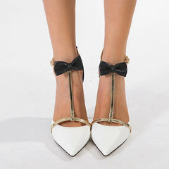 Fashion Design Bowknot Ankle Strap  Pointed Toe High Heel