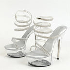 Elegant  Rhinestone Ankle Snake Twine Around Platform High Heel