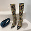 Runway Fashion Color Gem Knee High Handwork  Pointed Toe High Heel