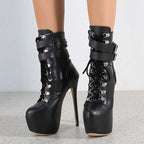 Bold   Buckle Strap Extreme High Heel Platform Boots High Heel