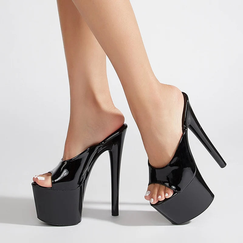 Peep Toe 17CM Extreme High Slippers Party High Heel Secondary image