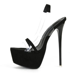 Trendy   Snake Print Back Strap Platform Open Toe High Heel