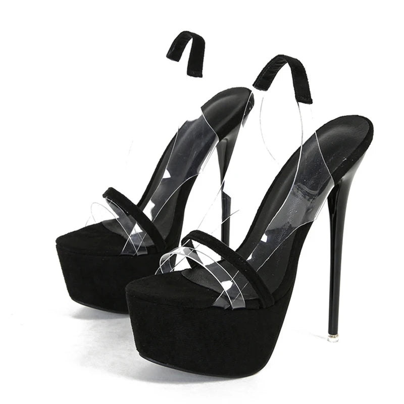 Trendy   Snake Print Back Strap Platform Open Toe High Heel