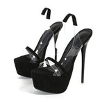 Trendy   Snake Print Back Strap Platform Open Toe High Heel