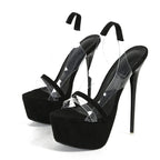 Trendy   Snake Print Back Strap Platform Open Toe High Heel
