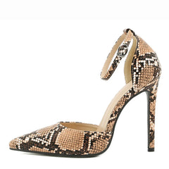 Sleek   Snake Print Pointed Toe Stripper Heels High Heel