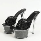 Size 34-43  20CM Platform Sequined Transparent High High Heel
