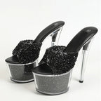 Size 34-43  20CM Platform Sequined Transparent High High Heel