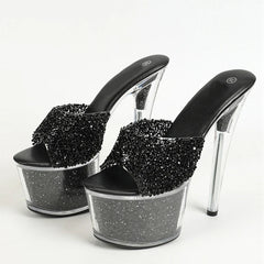 Size 34-43  20CM Platform Sequined Transparent High High Heel