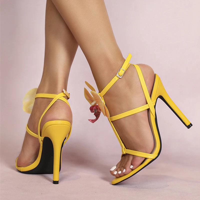 Bright  Summer Fashion Flowers Ankle Strap Gladiator Party High Heel Main image