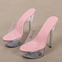 Women  Slippers Nightclub Transparent High Heel High Heel
