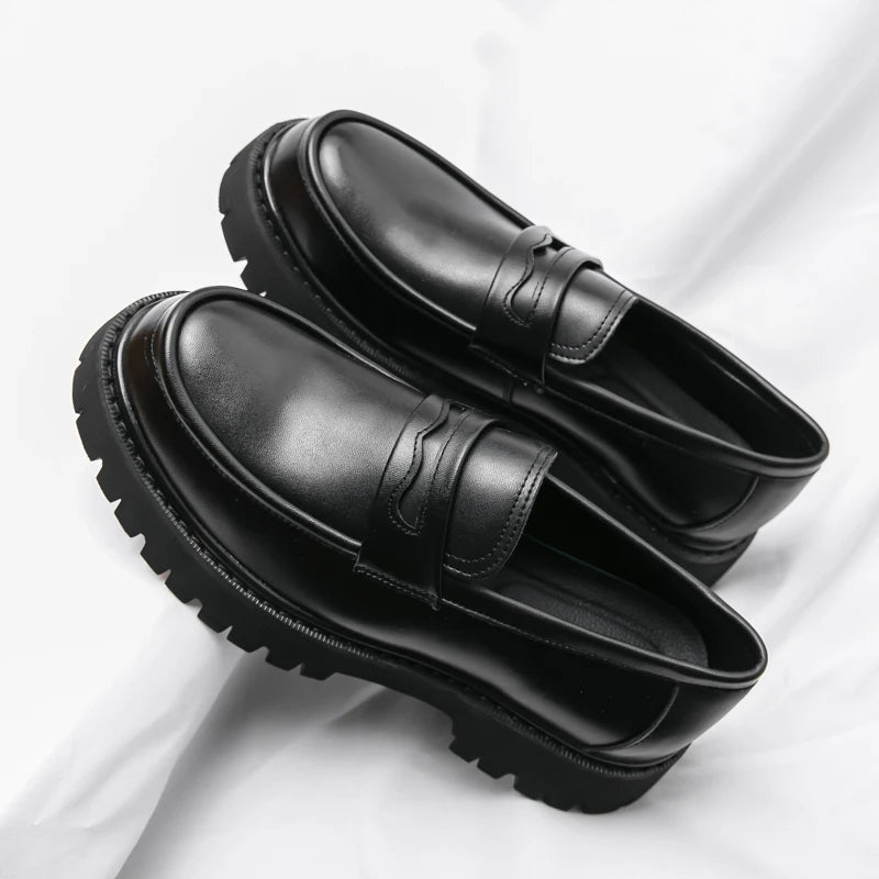 Heightening British Style Tassels Thick-Soled Business Leather Loafers Secondary image