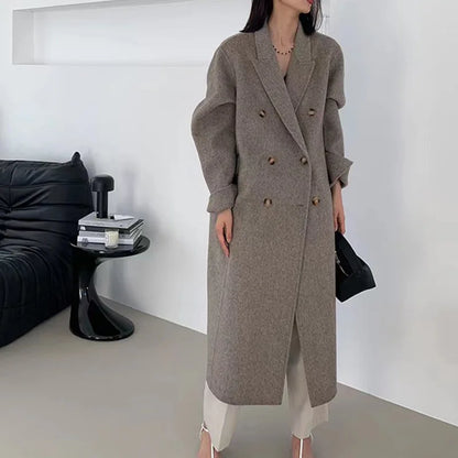 Long Double-sided Cashmere Double-breasted Classic Women's Hair Coat