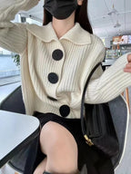 Loose Thick Large Button Knitted Autumn Winter Long Sweater